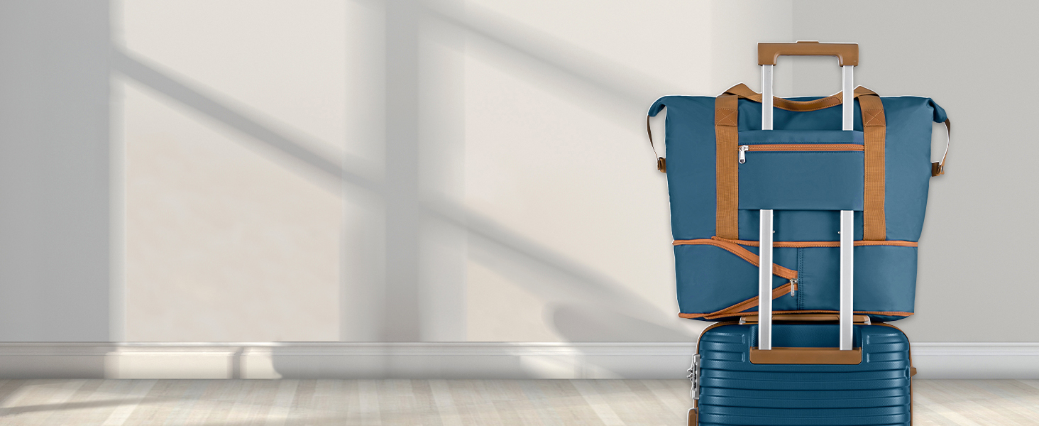 Набір валіз Joyway 6шт з жорстким корпусом, beauty-кейс, косметичка, 4 колеса, TSA-замок, морсько-коричневий (блакитний/коричневий), набір ручної поклажі 4шт