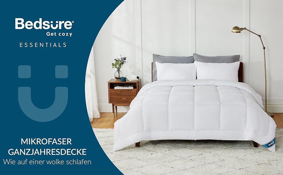 Ковдра BEDSURE 135x200 см - чотирисезонна, стеганий ковдра, сертифікат Oeko-Tex, білий, для алергіків