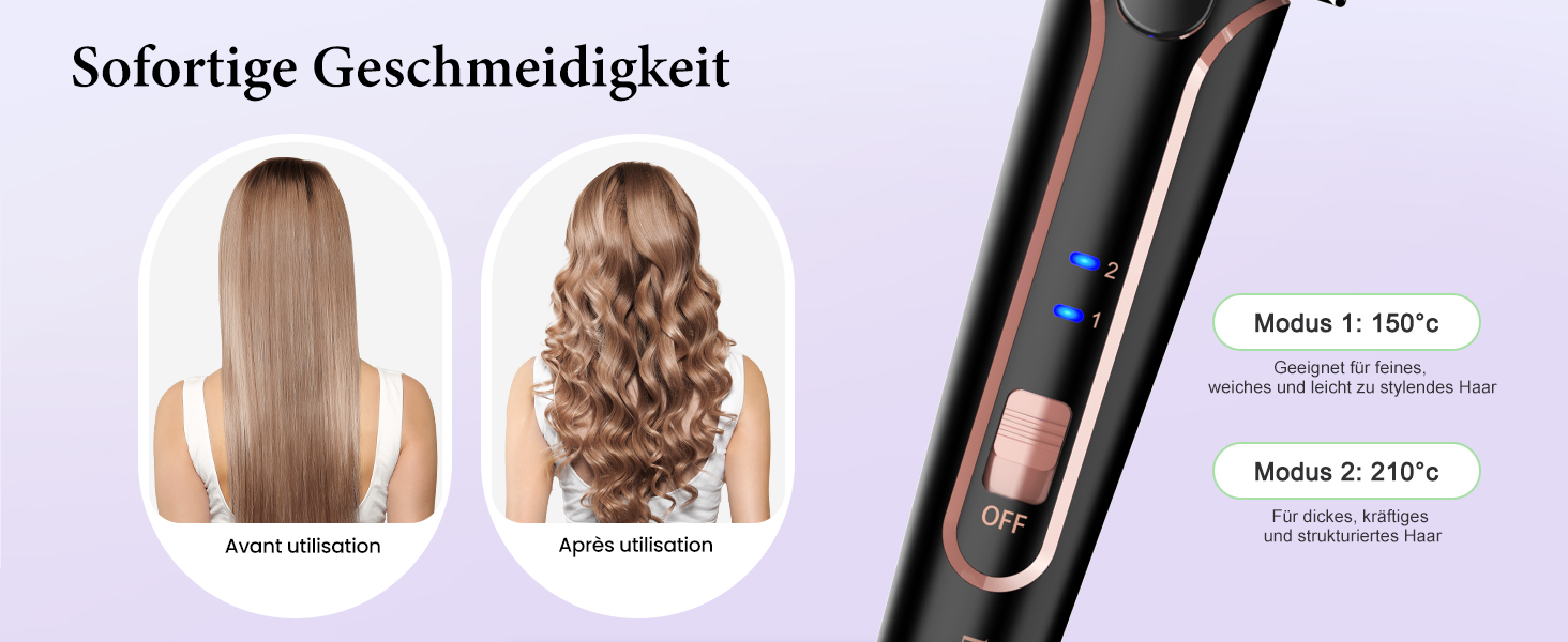 Набір для створення локонів BESTOPE PRO 5 в 1 з LED-дисплеєм: 3 насадки, регулювання температури, рукавичка, кліпси, рожеве золото