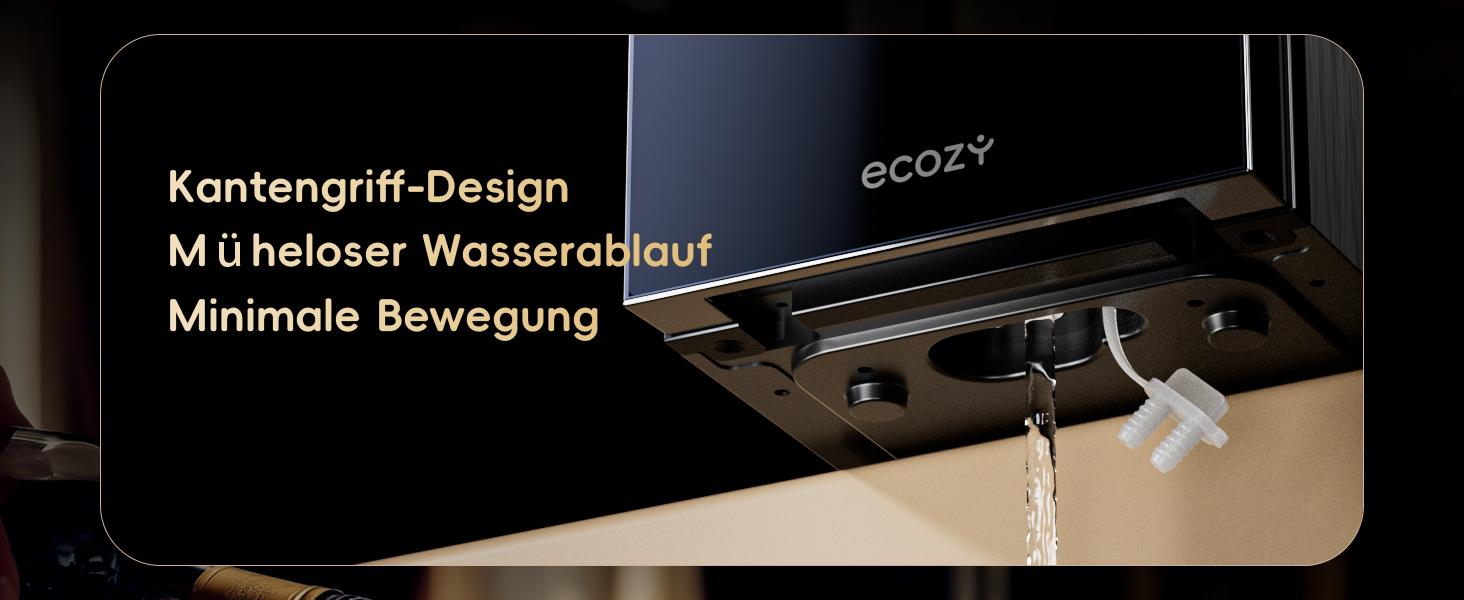 Льодогенератор Ecozy для дому та офісу, самоочищення, 2 розміри кубиків льоду, 12 кг/24 год, чорний