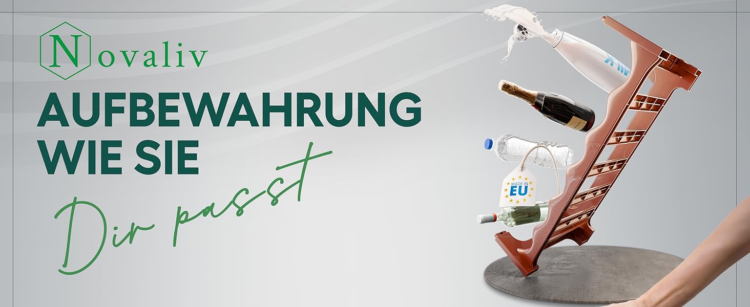 Стелаж для пляшок Novaliv на 24 пляшки, коричневий, розширюваний, стекуваний, органайзер для напоїв, для PET-пляшок, для вина, стелаж для напоїв