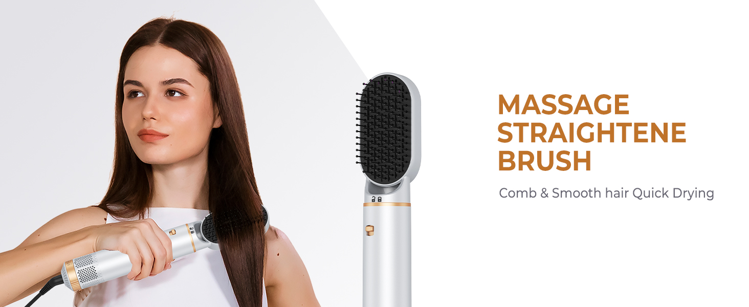 UMIGA Hairstyler 5-в-1: Фен-щітка, плойка, випрямляч для волосся (білий) - професійний набір для укладки