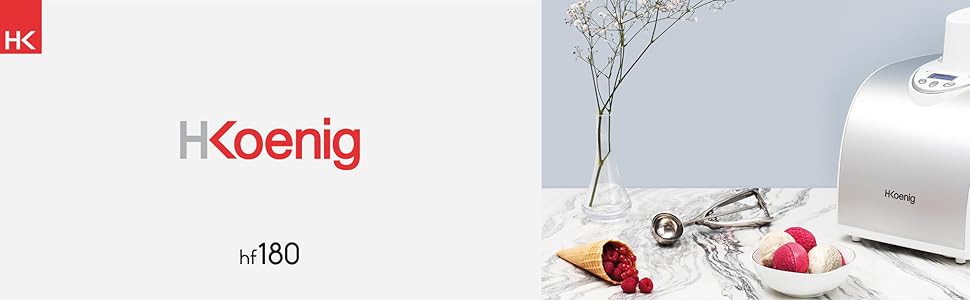 Електрична машина для приготування льоду H.Koenig HF180 - 1 л - 135 Вт - приготування морозива, сорбету та йогурту