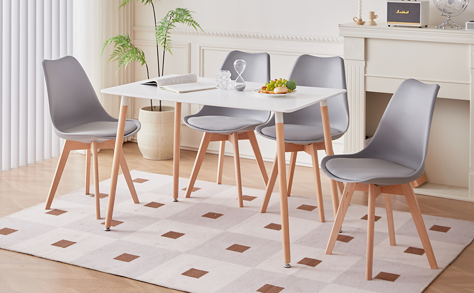 Стіл обідній GrandCA HOME прямокутний, 110x70x75 см, білий. Масивне дерево, MDF, для кухні/вітальні