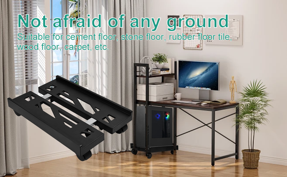 Підставка для ПК на колесах, візок для комп'ютерної вежі, регульована платформа для CPU, підставка для комп'ютера під стіл, візок для комп'ютера, принтера, домашнього офісу, геймінгу, до 80 кг