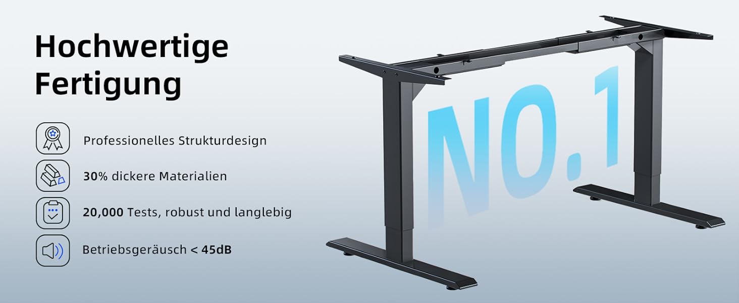 Регульований за висотою електричний стіл MAIDeSITe з 2 моторами, 4 пам'яттю та захистом від зіткнення (чорний), 72-120 см