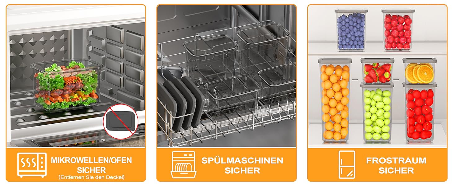 Набір контейнерів для зберігання продуктів 18 шт. з кришкою, герметичні, для кухні, антрацит (до 2,5л)