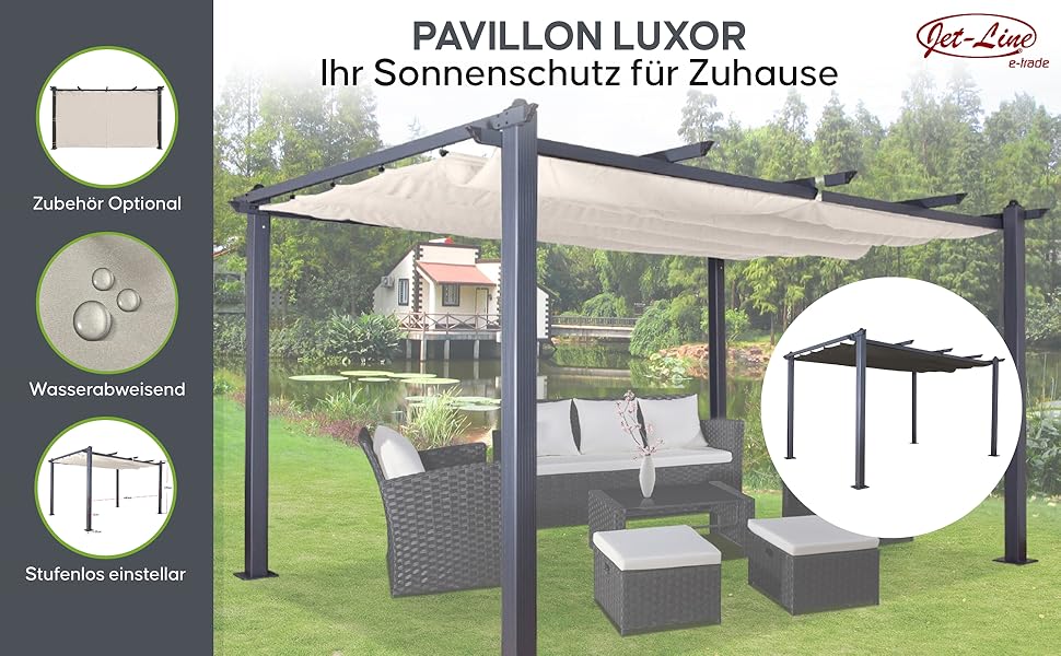 Пергола Jet-line Luxor 4x3 м, алюмінієва, антрацит-беж, сонцезахист для тераси та саду, UV-захист, стовпи 10x10 см