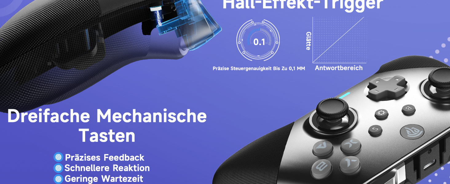 Контролер EasySMX X10 для ПК з датчиками Hall, Bluetooth, механічні кнопки, без дрифту, сумісний з PC/Switch/Steam (сірий/срібний)