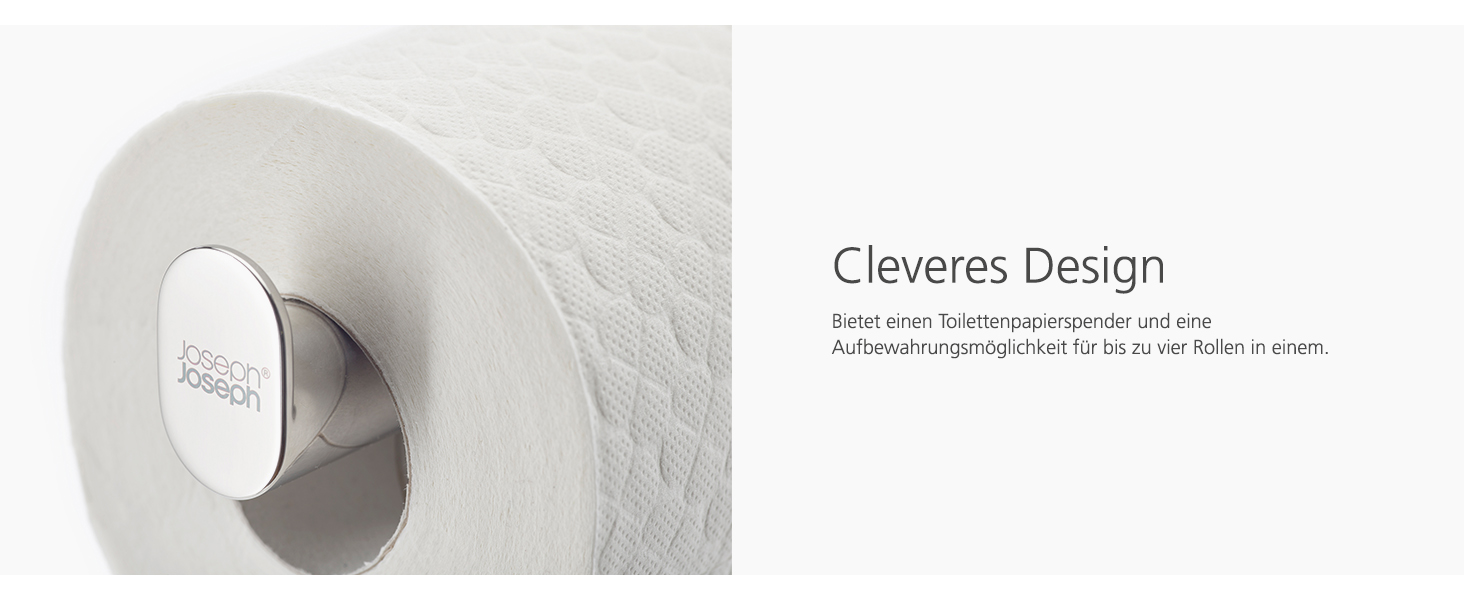 Тримач для туалетного паперу Joseph Joseph EasyStore Luxe з кришкою, нержавіюча сталь, на 3 рулони
