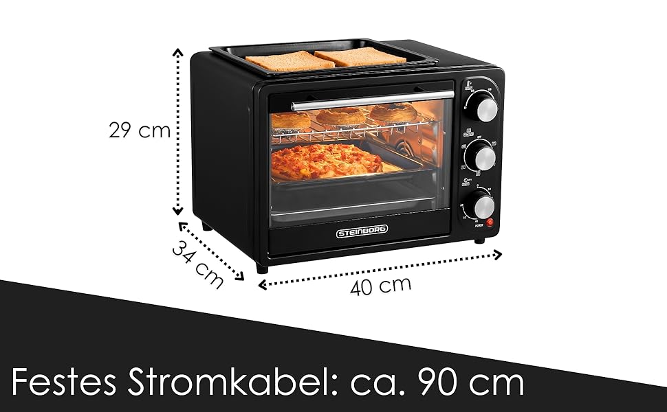 Міні-піч 20 літрів з конвекцією 3в1 | З підігрівом, 2 дека + решітка, таймер 60 хв, 1300W | Піч для піци