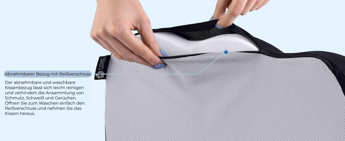 Подушка ортопедична для сидіння з піни Memory Foam 5 STARS UNITED: підтримка куприка, зняття болю в спині та при ішіасі, чорна