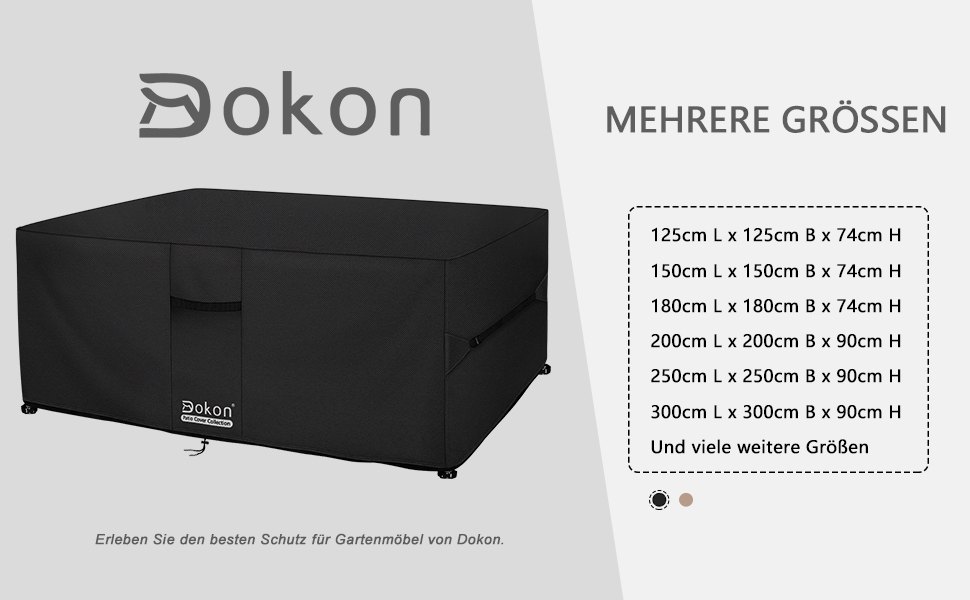 Водостійкий чохол для садово-патіо меблів 300x300x90 см, чорний, з вентиляційними отворами, 420D Oxford, захист від пилу та УФ-променів