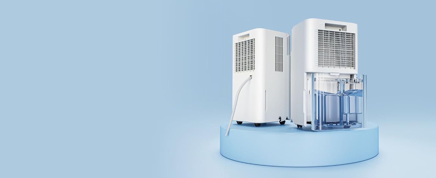 Електричний осушувач повітря VonHaus 12L/24г, для підвалу та приміщень до 125м³, тихий 39dB, з таймером та шлангом для зливу, проти вологи та плісняви