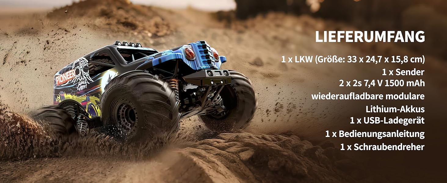 Радіокерований автомобіль 1/14 Brushless 70 км/год, 4WD, з амортизаторами, 2x LiPo акумулятори (Синій)