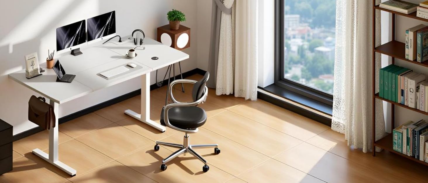 Електричний регульований стіл Airfish 120x80 см з USB-C, керуванням кабелів та 3 рівнями пам'яті (білий)