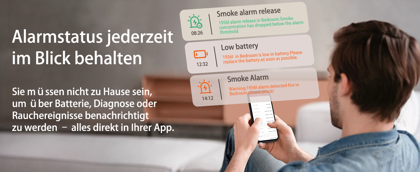 Пожежні сповіщувачі для дому та офісу з фотоелектричним датчиком на 10 років, оптичний димовий сповіщувач, 5 років, працює від батарейки, 2 шт.