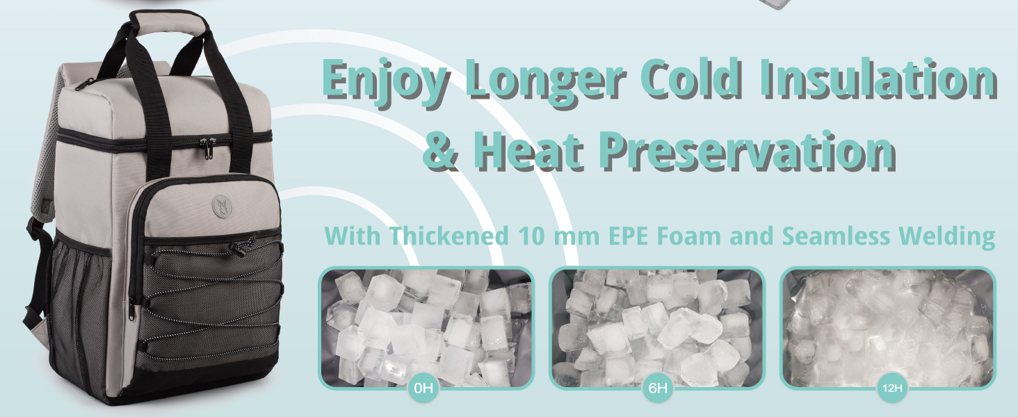 Рюкзак-холодильник з м'яким ручним захопленням, легкий та ізольований, водовідштовхуючий, велика місткість – ідеальний для жінок та чоловіків для пляжу, кемпінгу, пікніка, риболовлі та піших прогулянок (Сірий)