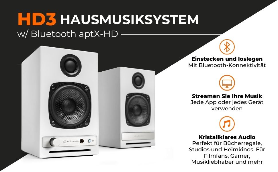 Бездротова колонка Audioengine A2 HD aptX HD Bluetooth, стерео 60 Вт (чорний)