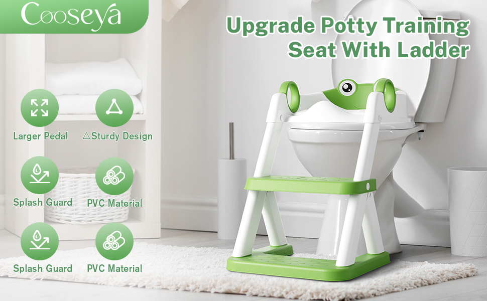 Унітаз-сходинки для дітей COOSEYA Frosch з тренувальним сидінням, зелений
