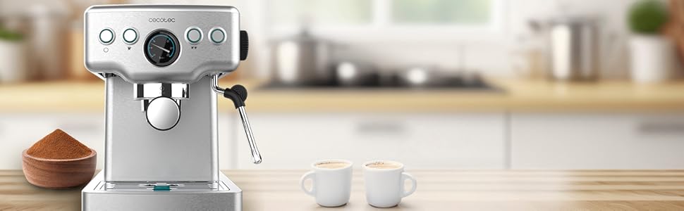 Кавомашина еспресо Cecotec Power Espresso 20 (1465 Вт, 20 бар, 1.8 л, підігрів чашок) - для дому та офісу