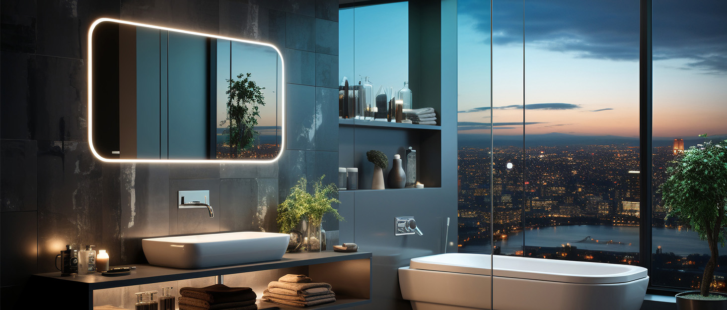 LED дзеркало для ванної кімнати з підсвічуванням 100x60 см, сенсорне регулювання, антизапар, 3 кольори світла, для ванної, туалету, коридору