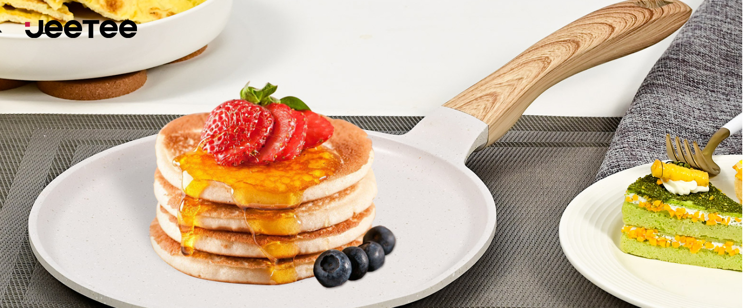 Сковорода для крепів та панкейків JEETEE з гранітно-антипригарним покриттям, 28 см, бежева