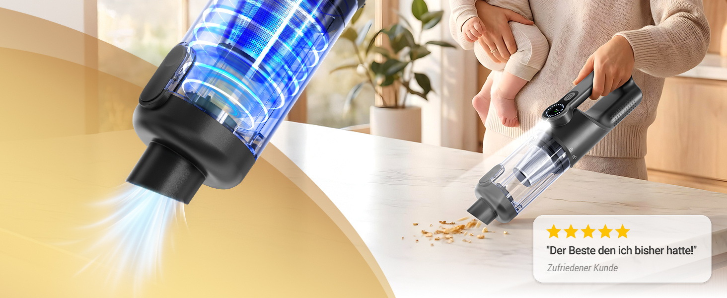 Акумуляторний ручний пилосмок Mastergrip 2-в-1 з функцією обдува, потужність 80000 RPM, мийний HEPA-фільтр, бездротовий пилосос для авто та дому, колір антрацит