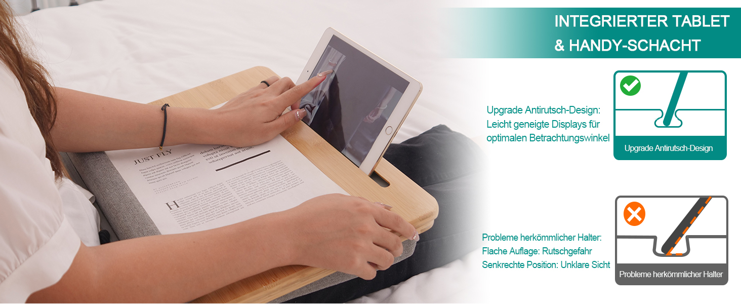 Зручний портативний столик-підставка для ноутбука до 15.6 дюймів, з подушкою, для студентів та роботи з книгами/планшетами