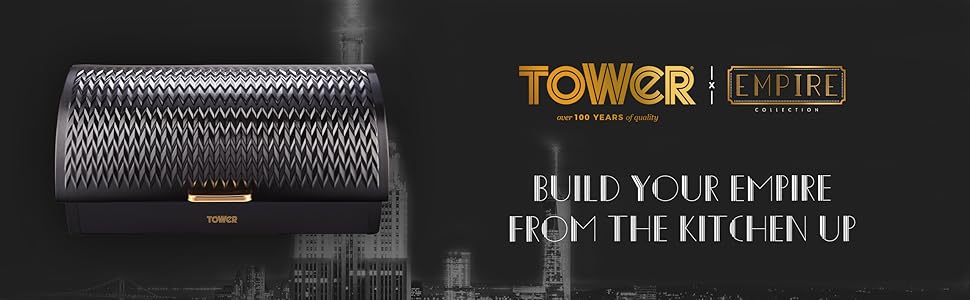 Хлібниця Tower з нержавіючої сталі, чорна, T826090BLK