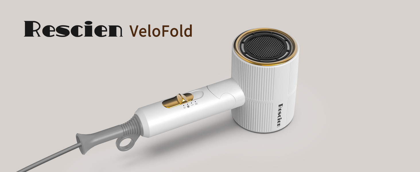 Компактний іонізуючий фен для волосся 2000W, складаний дорожній фен з дифузором та стилізуючою насадкою, швидке сушіння, білий