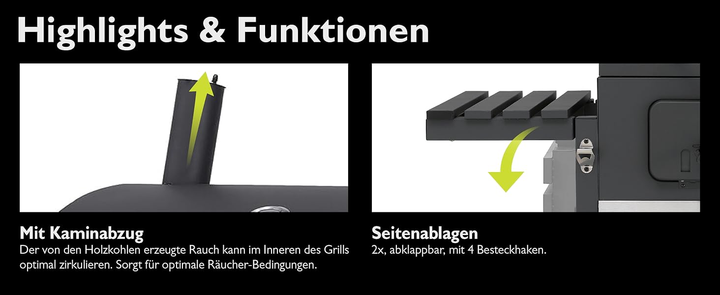 Тіпро Торонто XXL, гриль на вугіллі / гриль-возна, з нержавіючою ручкою, термометром та регульованим рівнем для вугілля, камінний заслін та колова клапана, розміри: 152 x 73 x 137 см