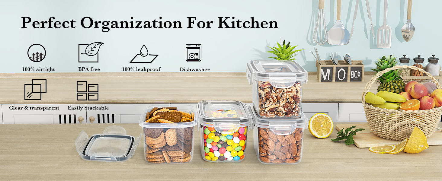 Набір контейнерів для зберігання GoMaihe 12 шт: герметичні, 800 мл, з етикетками, чорні. Ідеально для продуктів, цукру, спецій. Без BPA, можна мити в посудомийній машині.