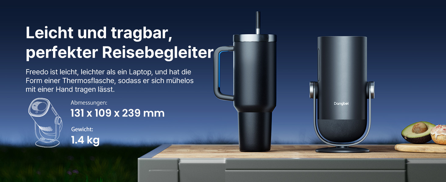 Портативний проєктор Dangbei Freedo з акумулятором, 450 ISO люмен, Google TV & Netflix, Dolby Audio, 1080P, HDR10, 165° нахил, Smart проєктор з WiFi & Bluetooth для дому та відпочинку на природі, 2,5 години роботи, з чохлом