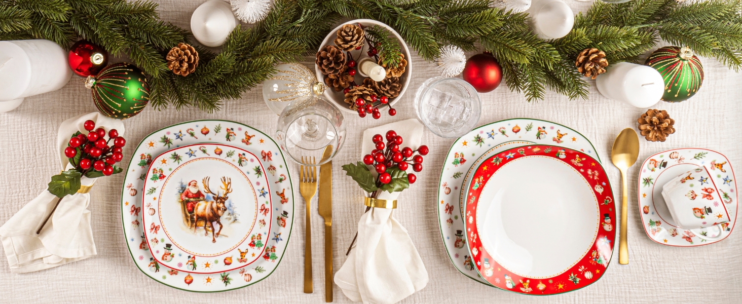 Набір кавових чашок SÄNGER Bilgola Christmas Design (6 шт.) з порцеляни, 350 мл | Преміум якість, для 6 осіб, придатні для миття в посудомийній машині