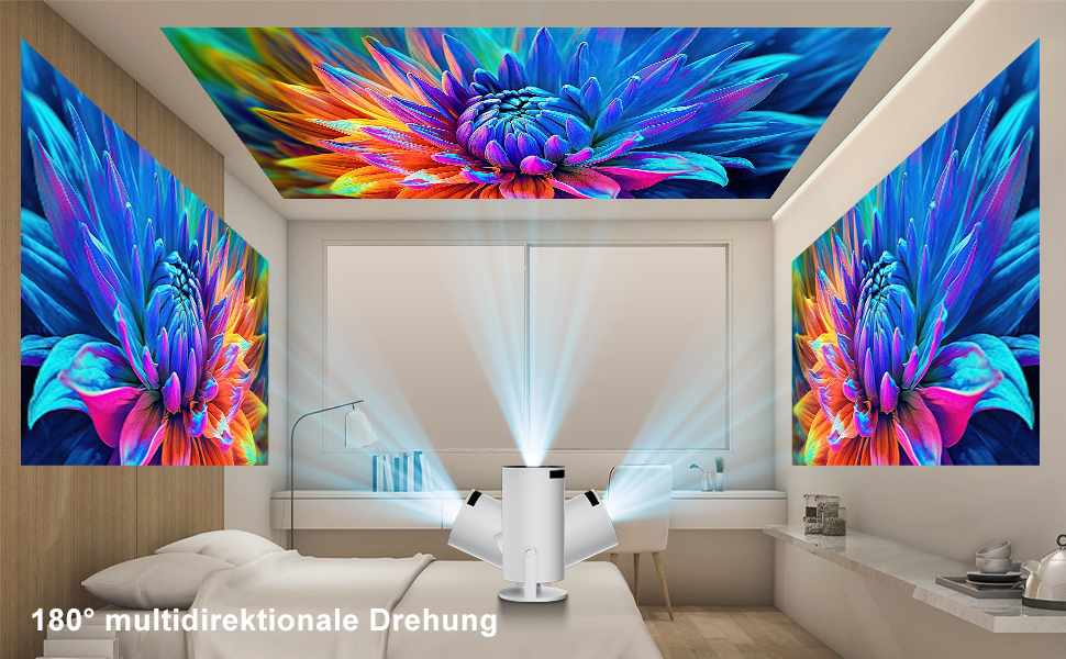 Міні проектор Salange HY300Pro+ 4K з Wi-Fi 6, Bluetooth 5.2 та Android 11.0 для домашнього кінотеатру. Підтримка 180° повороту, сумісний з телефоном, Xbox, ноутбуком, TV Stick, USB. Білий колір.