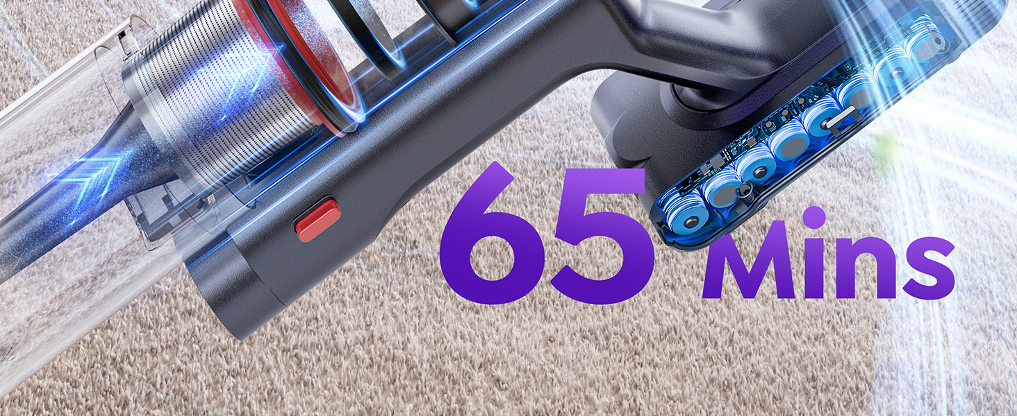 Акумуляторний пилосос SMOTURE 50000 Па, 65 хв роботи, з турбощіткою, для шерсті тварин, килимів, підлоги, авто - фіолетовий