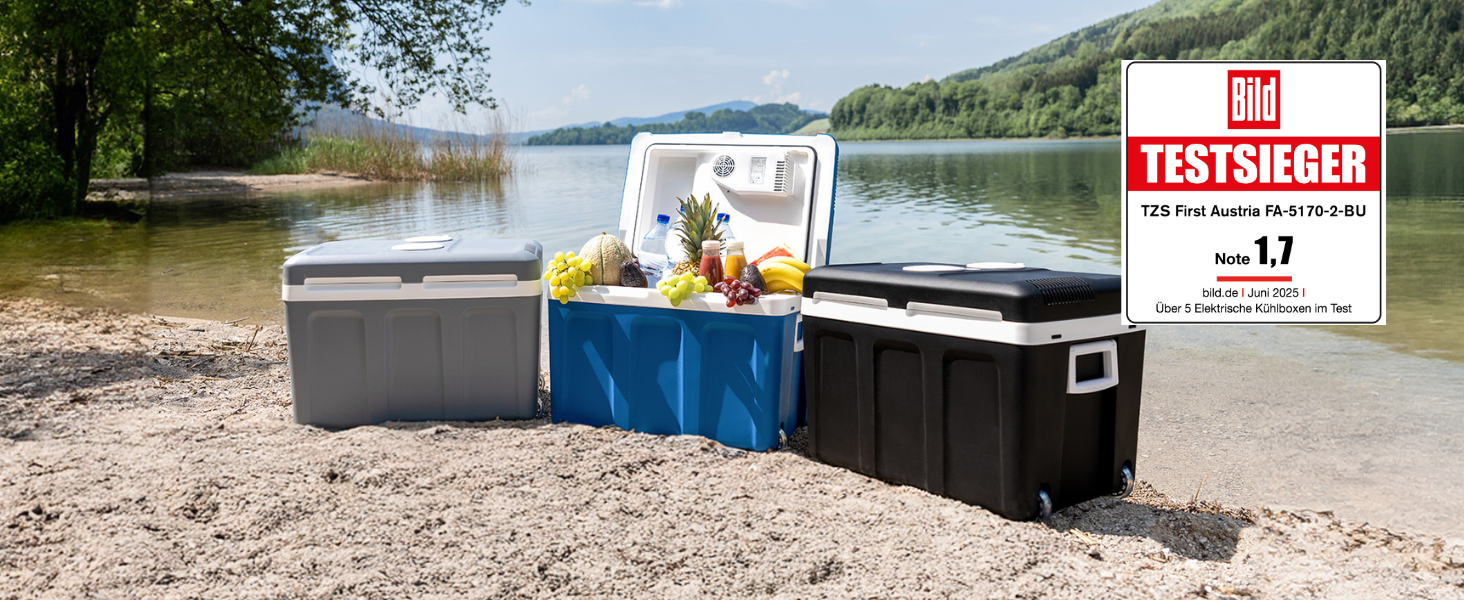 Автомобільний холодильник/термос First Austria 45L (12/230V), чорний - для кемпінгу, подорожей, фестивалів. З колесами.