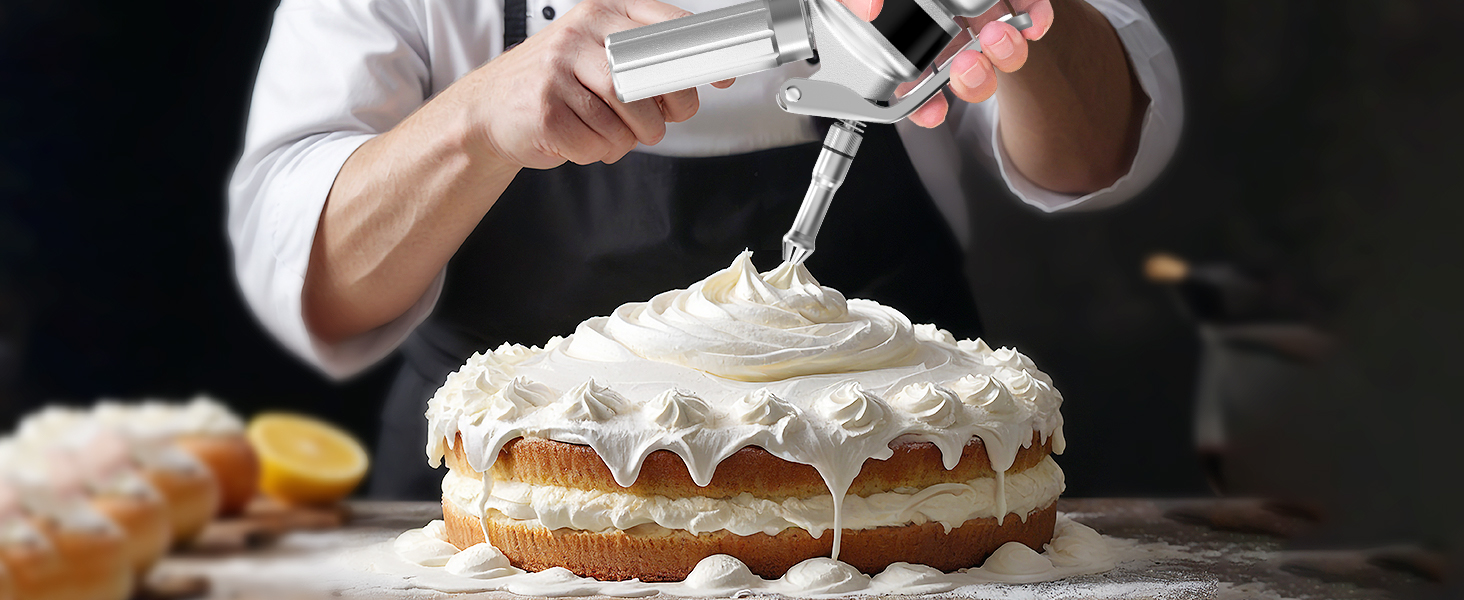 Пристрій для збивання вершків, алюмінієвий сифон для вершків 500мл, з набором насадок та аксесуарів