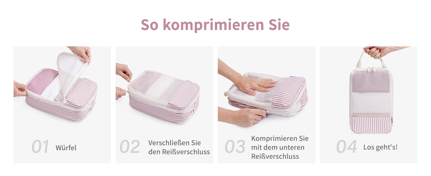 Набір органайзерів для валізи та рюкзака Narwey, 6 шт, компресійні пакувальні куби для подорожей, синій з візерунком