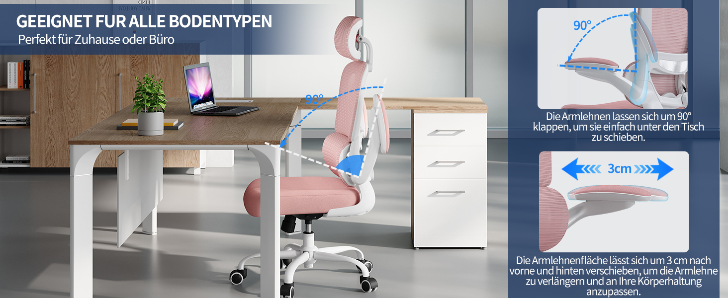 Офісне крісло TRALT Ergonomic - ергономічне крісло з регульованою підтримкою попереку та підголівником, ігрове крісло, крісло для дому, офісу, для великих людей (Рожеве)