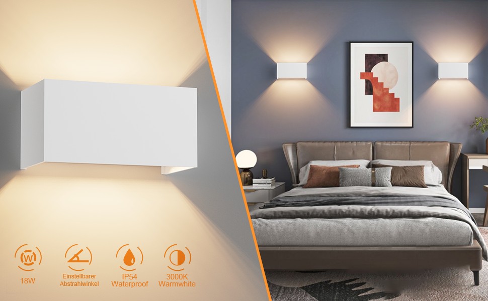 Стіна з зовнішнім підсвічуванням Klighten з LED лампою G9 (18W, 3000K), регульований кут променя, IP54, антрацит/білий