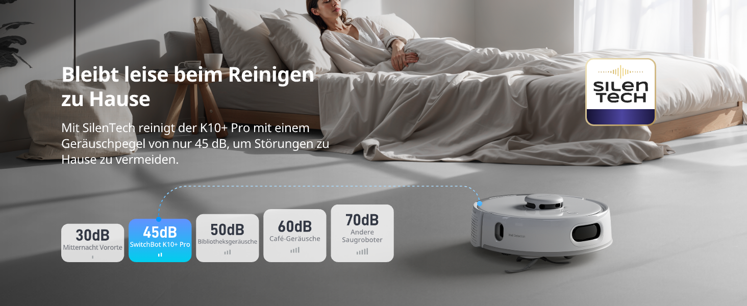 SwitchBot K10+ Pro Робот-пилосос з док-станцією для самостійного очищення, LiDAR-навігація, тиха робота 45dB, сумісний з Alexa