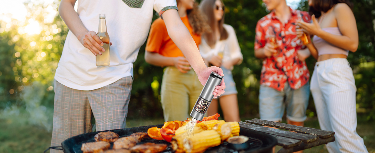 Електричні воксайон (VOXON) набори для солі та перцю (2 шт.) з USB-зарядкою, велика ємність, регулювання помелу, керамічний млин, LED-підсвітка, для барбекю, ресторану, кухні, сріблясті