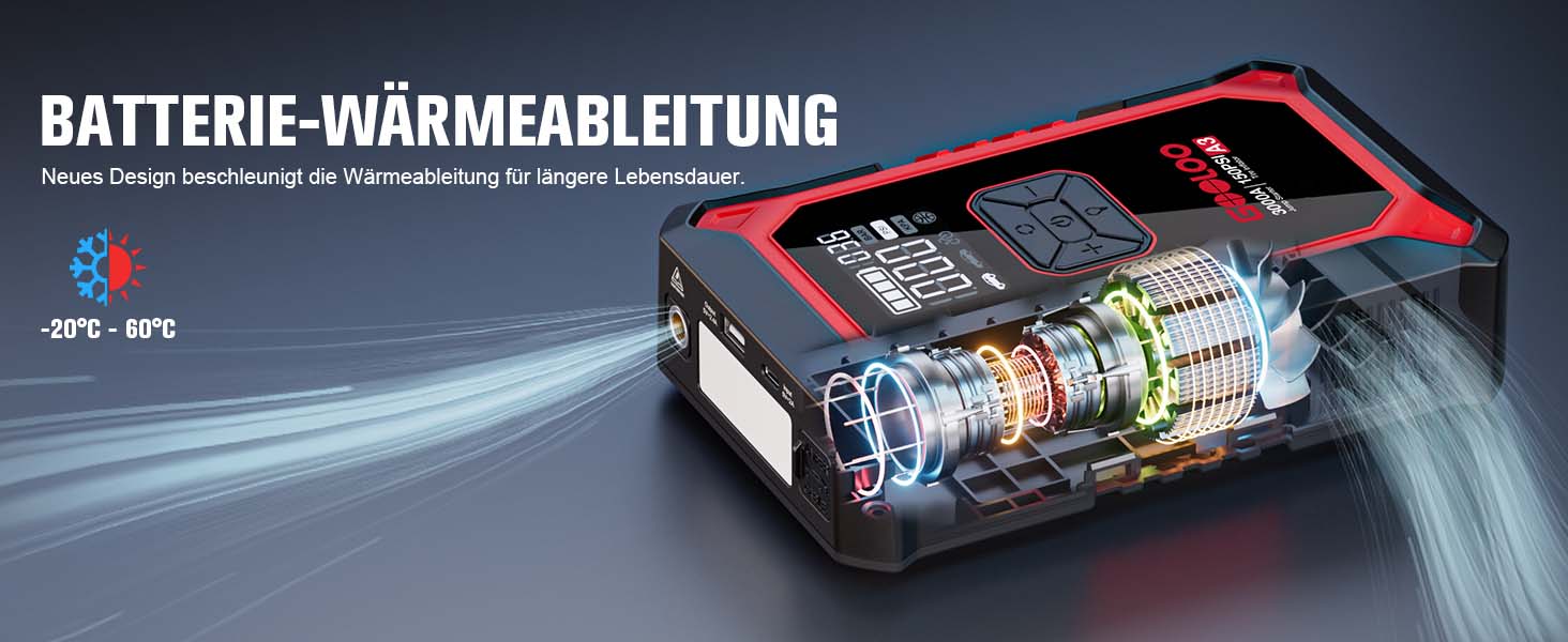 Пусковий пристрій GOOLOO A3 Jump Starter 3000A з компресором 150 PSI та функцією Powerbank
