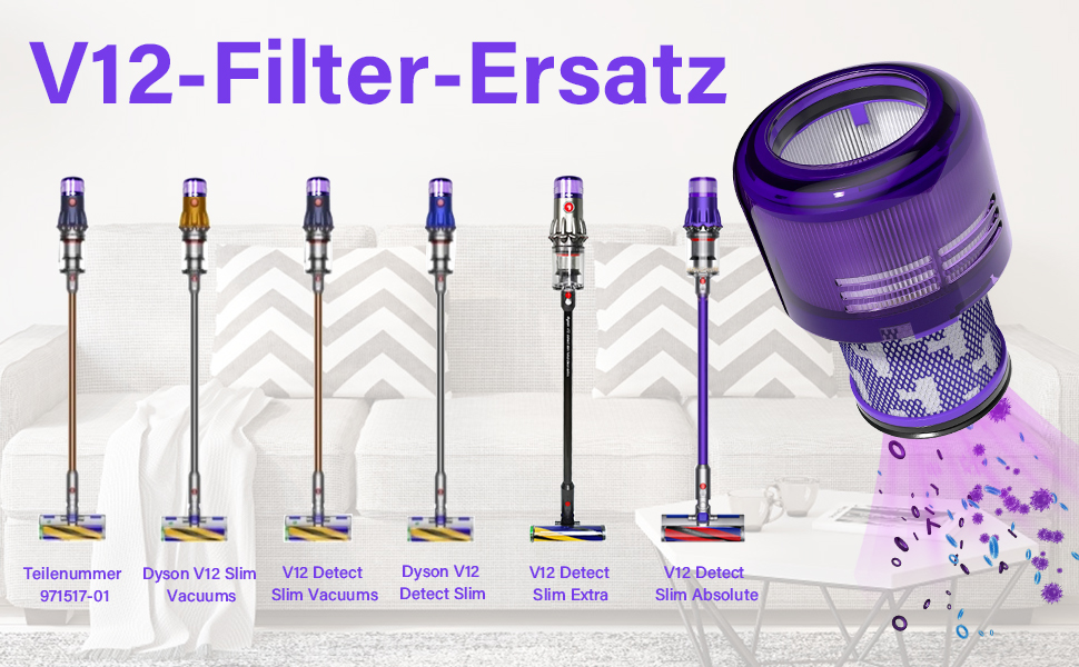 Фільтр Dyson 3 шт. , фільтр Dyson v12 для пилососів Dyson V12 Slim, V12 Detect Slim Vacuums, Dyson V12 Detect Slim, V12 Detect Slim Extra, змінний фільтр Dyson v12 Slim Absolute, заміна V12-3 шт.