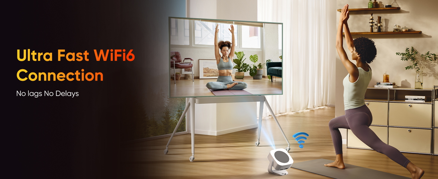 Міні-проектор Beamer 4K 1080P з Wi-Fi/BT, електронним фокусом/автоматичною корекцією трапецеїдальних спотворень, 50% зумом, 270° обертанням для домашнього кінотеатру/відпочинку на природі, сумісний з ноутбуком/смартфоном/мишею