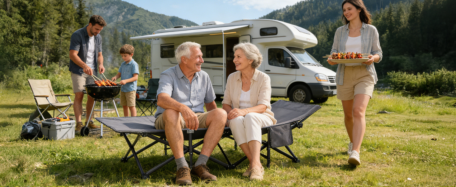 Розкладне ліжко для кемпінгу Sekey XXL (190x71x35 см), посилене сталеве ліжко-трансформер з тканиною Oxford, сіре (без матраца)