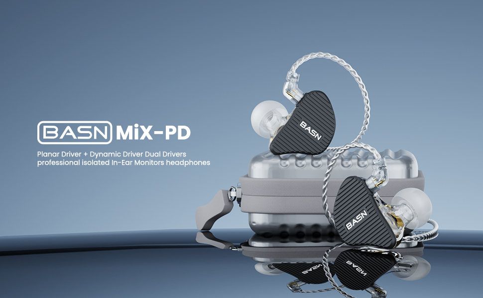 Внутрішньоканальний монітор BASN Mix-PD, PlanarDynamic драйвер, металевий ЧПУ, знімний кабель 0,78 мм