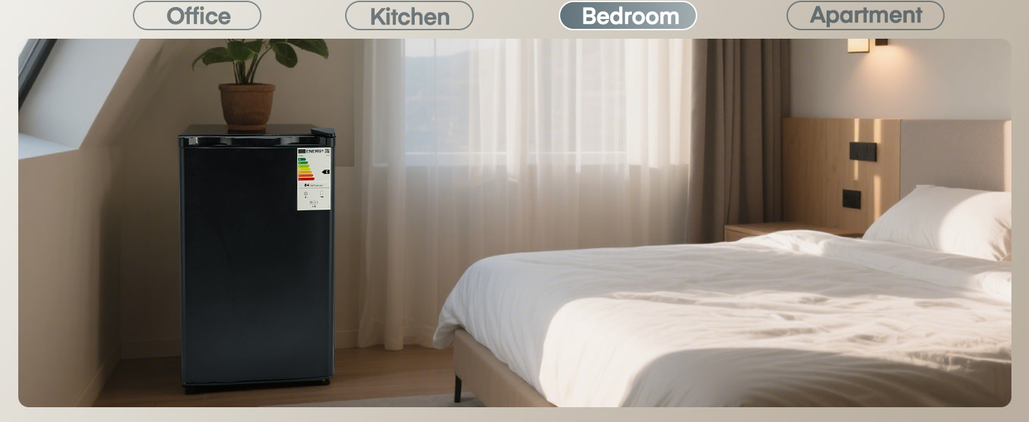 Компактний холодильник FOHERE на 90л з морозильною камерою, відділенням для овочів та 7 рівнями регулювання температури, чорний